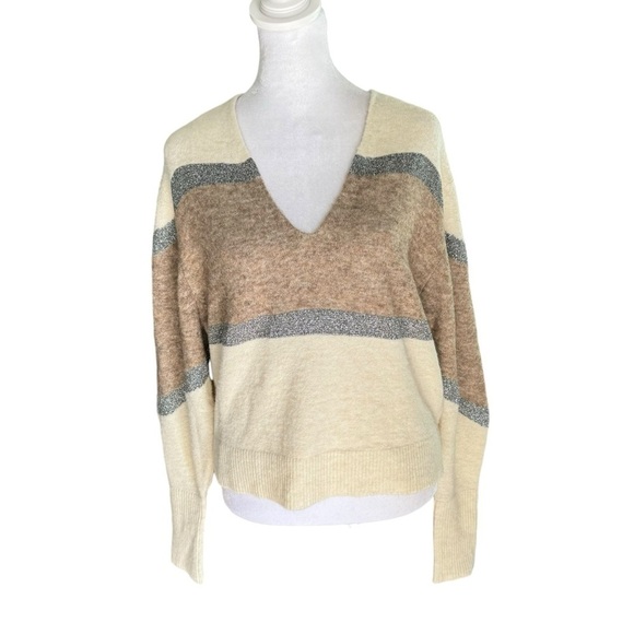 Veronica Beard - Miley Colorblock Metallic Pullover Sweater in Ivory Multi Sz S - Picture 3 of 9